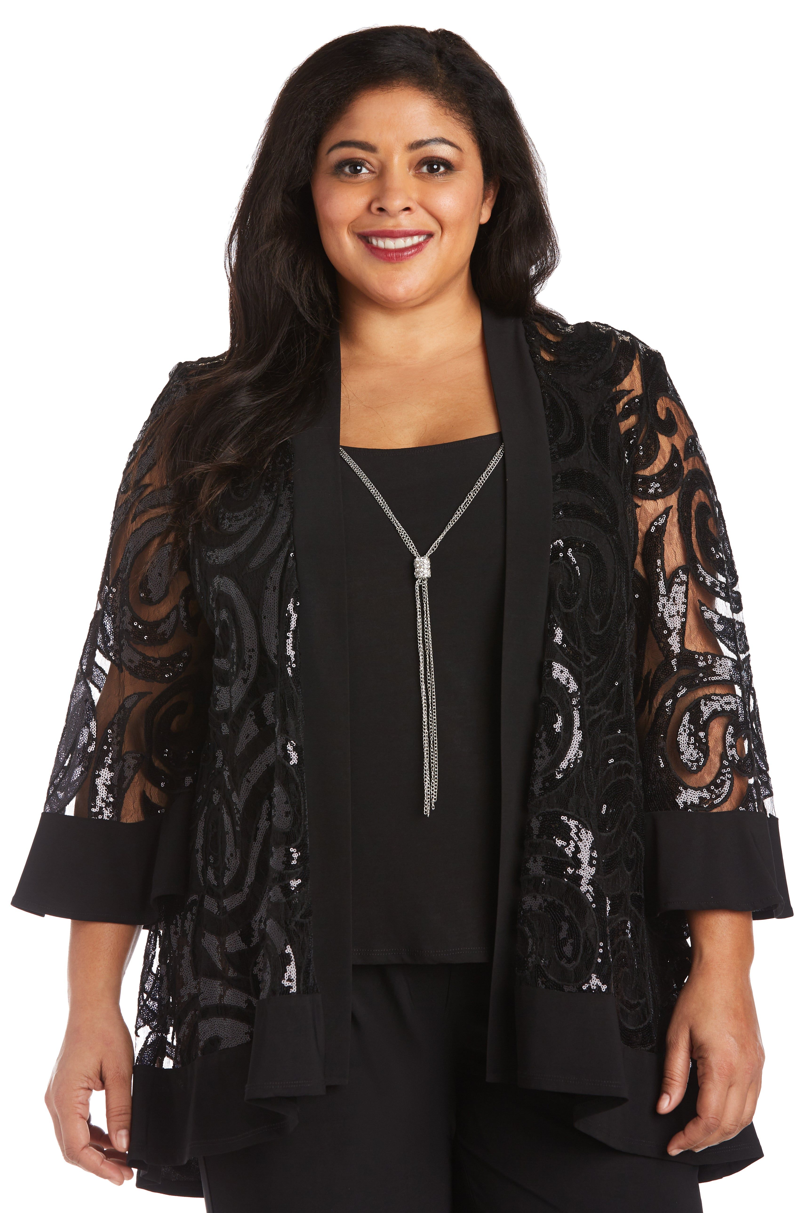 Three Piece Set With Sequin Swing Jacket and Detachable Necklace - Plus sold by R&M Richards product image thumbnail 3