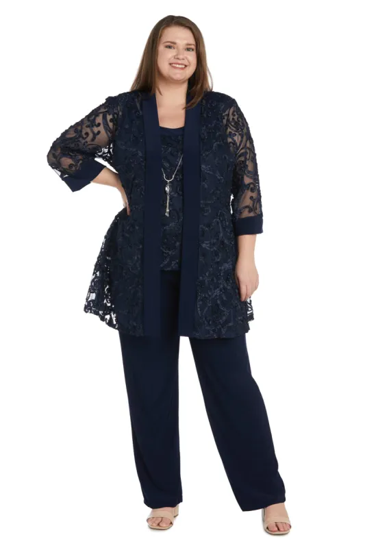 Two-Piece Soutache Jacket and Tank Pantsuit with Necklace - Plus sold by R&M Richards
