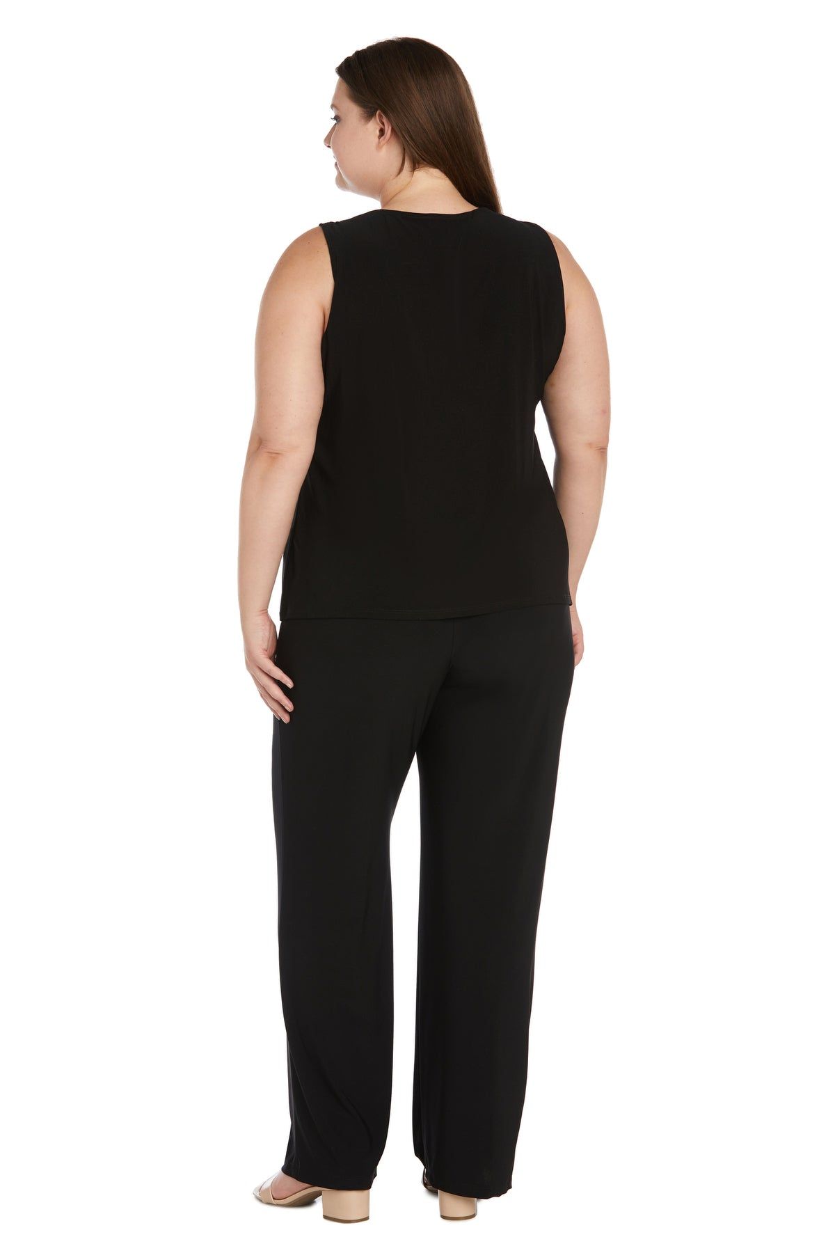 Three-Piece Power Mesh Velvet Jacket and Pant Set with Attached Necklace - Plus sold by R&M Richards product image thumbnail 9