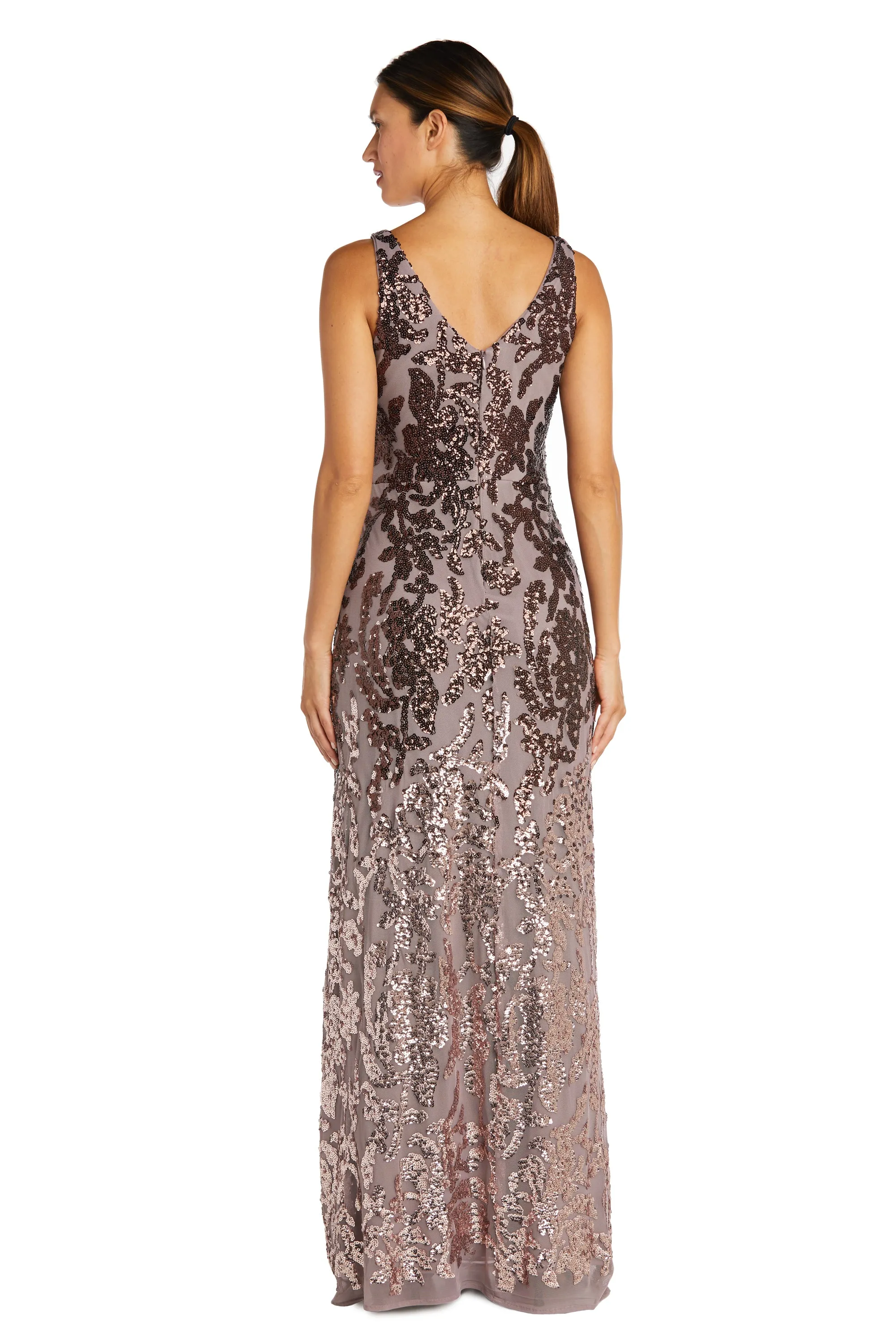 Front and Back Ombre Embellished Sequin Column Dress - Petite sold by R&M Richards product image thumbnail 5