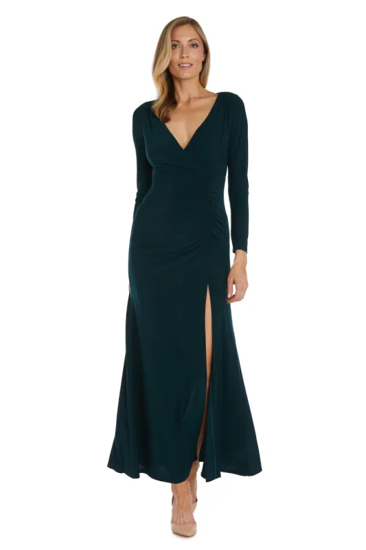 Long Sleeve Mock Wrap Gown sold by R&M Richards