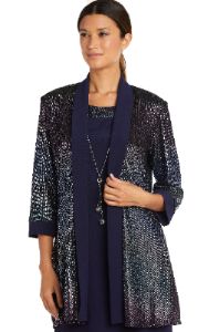 Two-Piece Ombre Metallic Foil Jacket Dress sold by R&M Richards