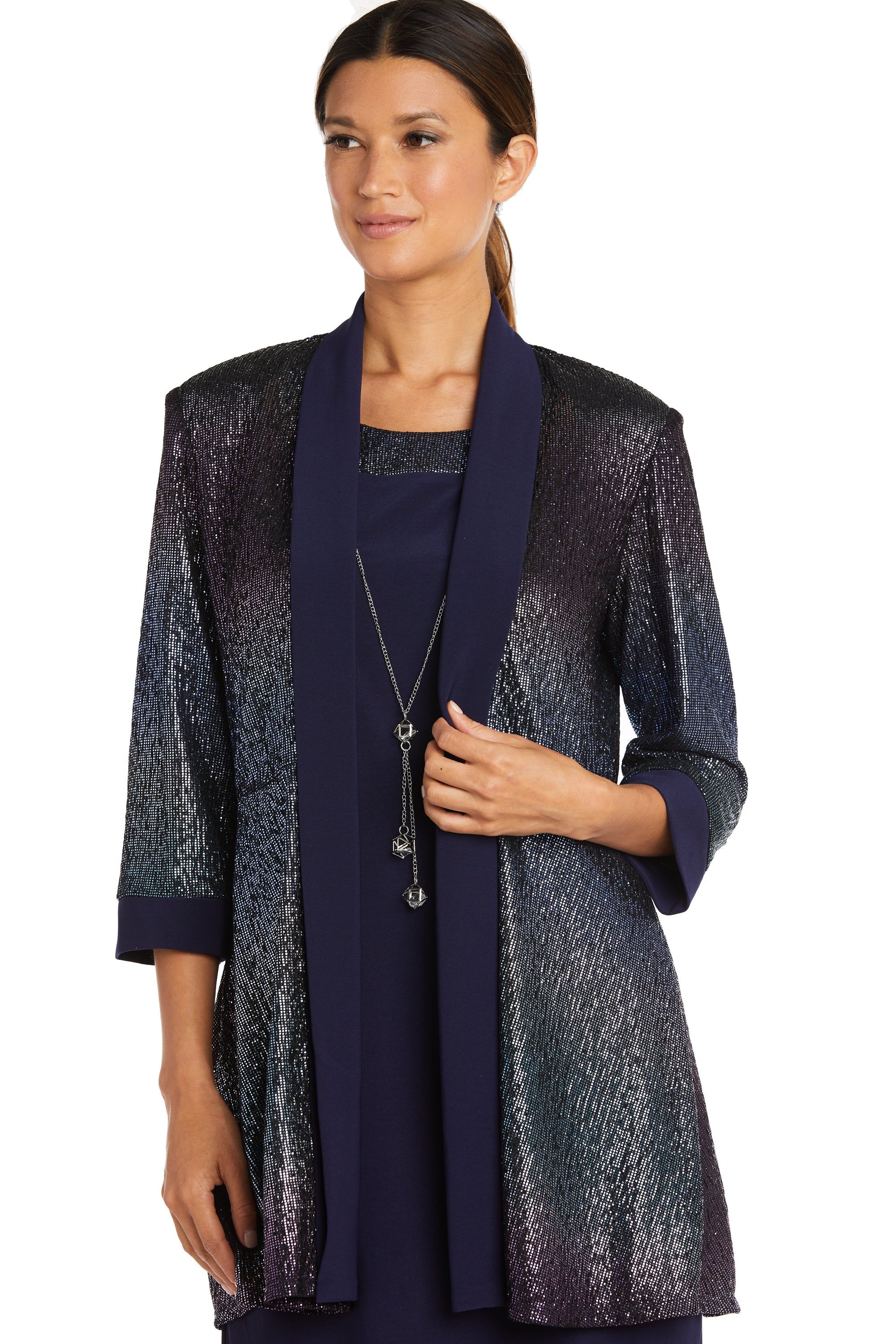 Two-Piece Ombre Metallic Foil Jacket Dress sold by R&M Richards product image thumbnail 5