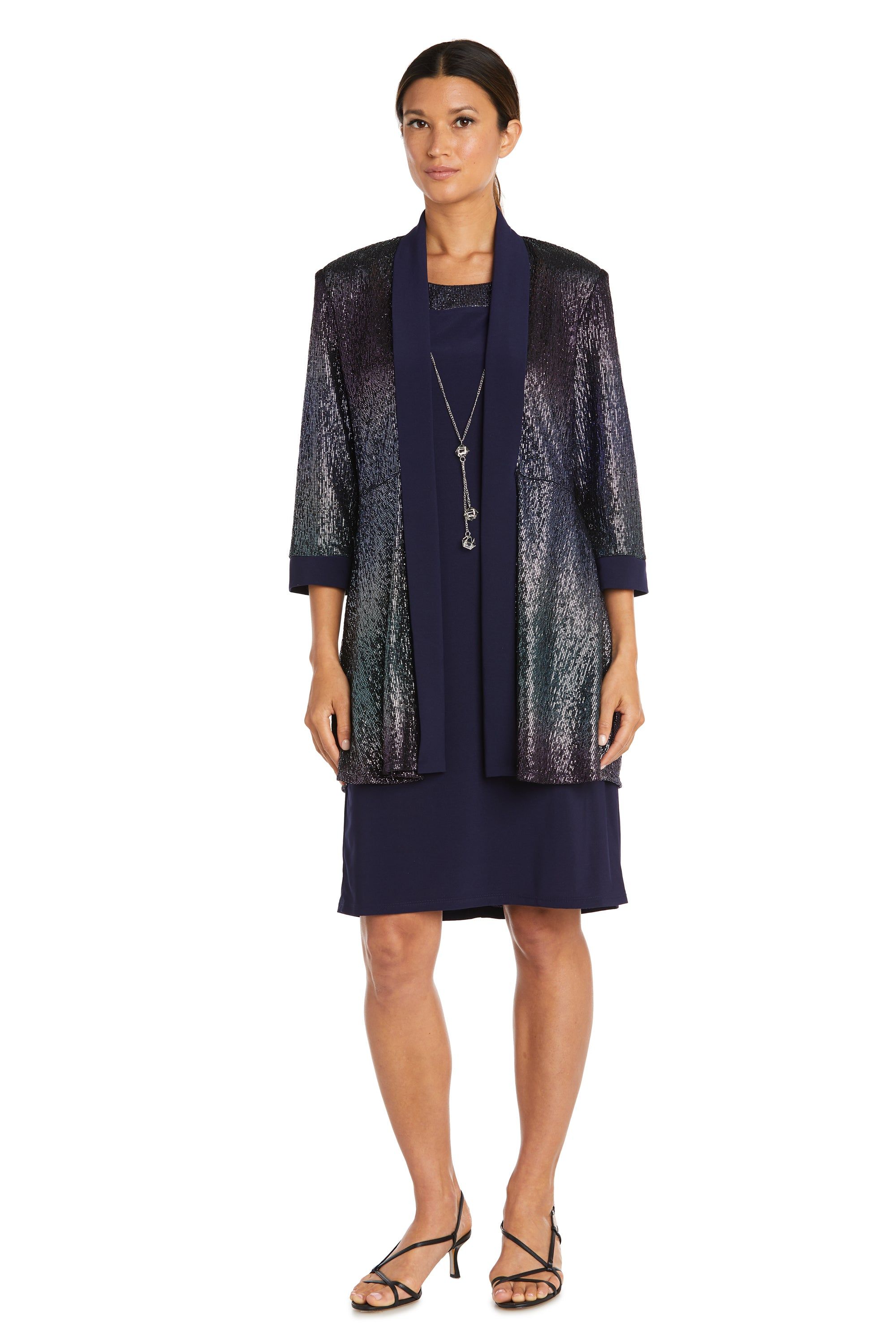 Two-Piece Ombre Metallic Foil Jacket Dress sold by R&M Richards