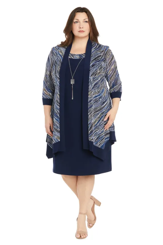 Intricate Swivel Patterned Jacket Dress - Plus sold by R&M Richards