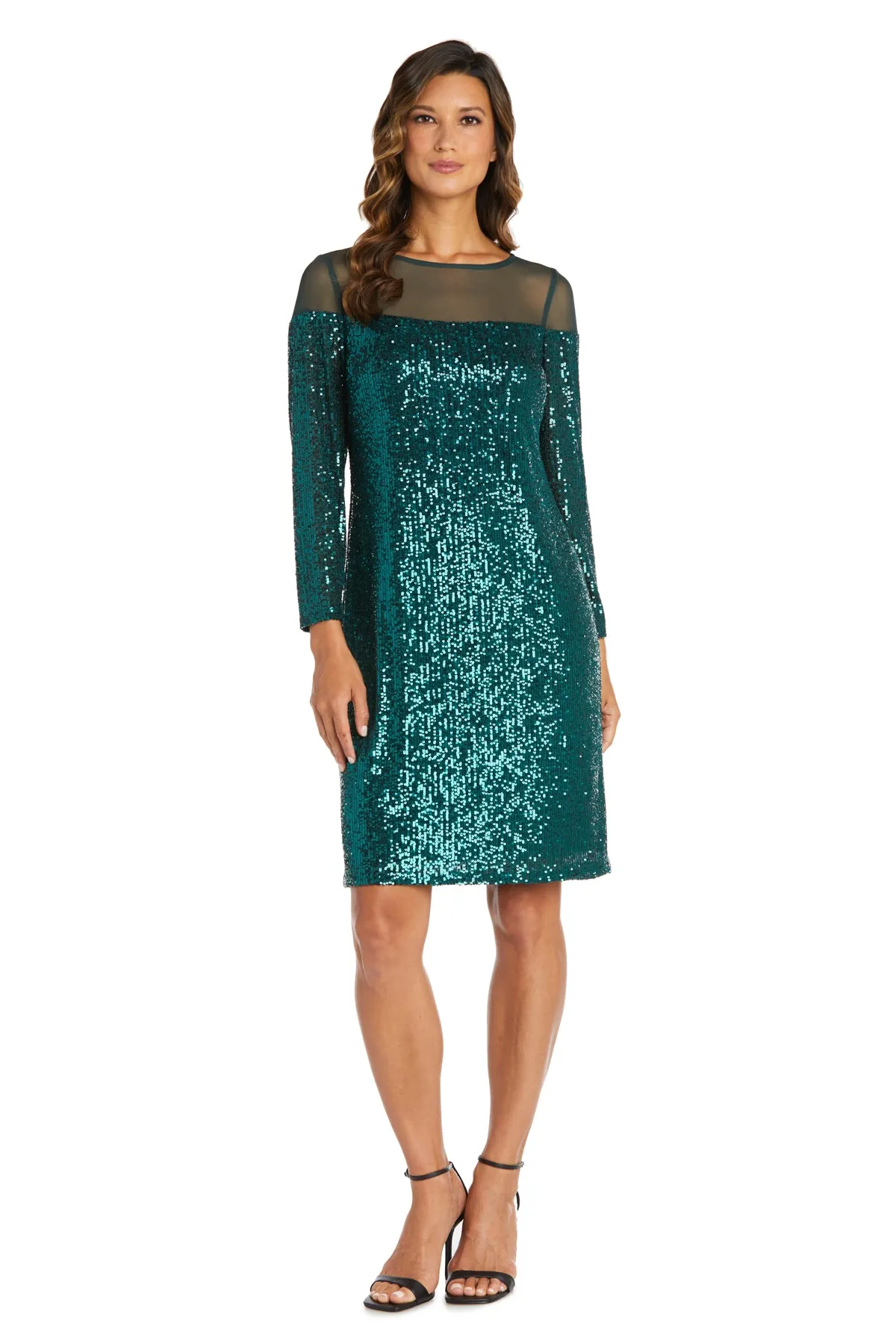 Short Sequin Dress With Illusion Bodice sold by R&M Richards