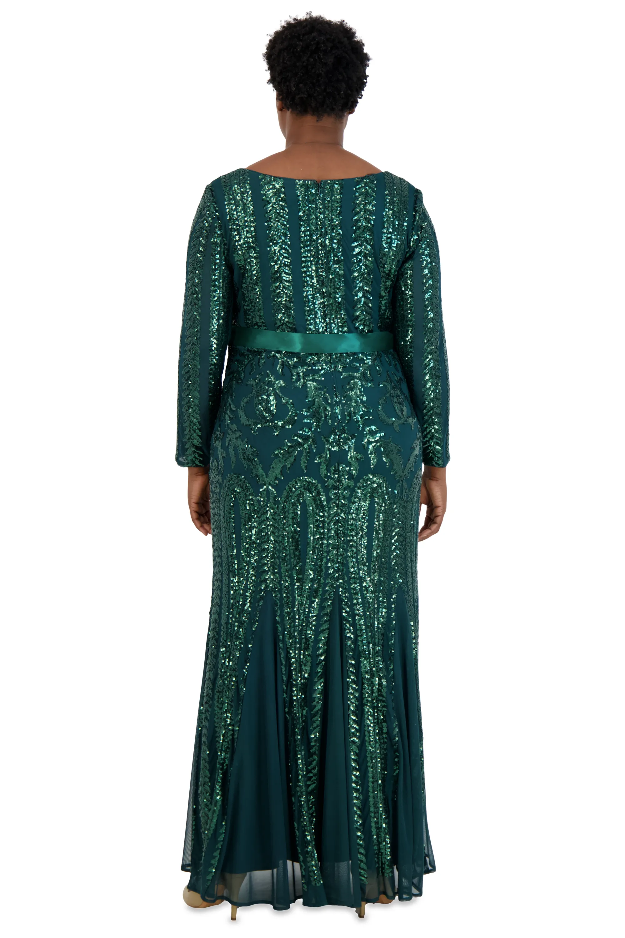 Long Sleeved Sequined Evening Gown - Plus sold by R&M Richards product image thumbnail 2