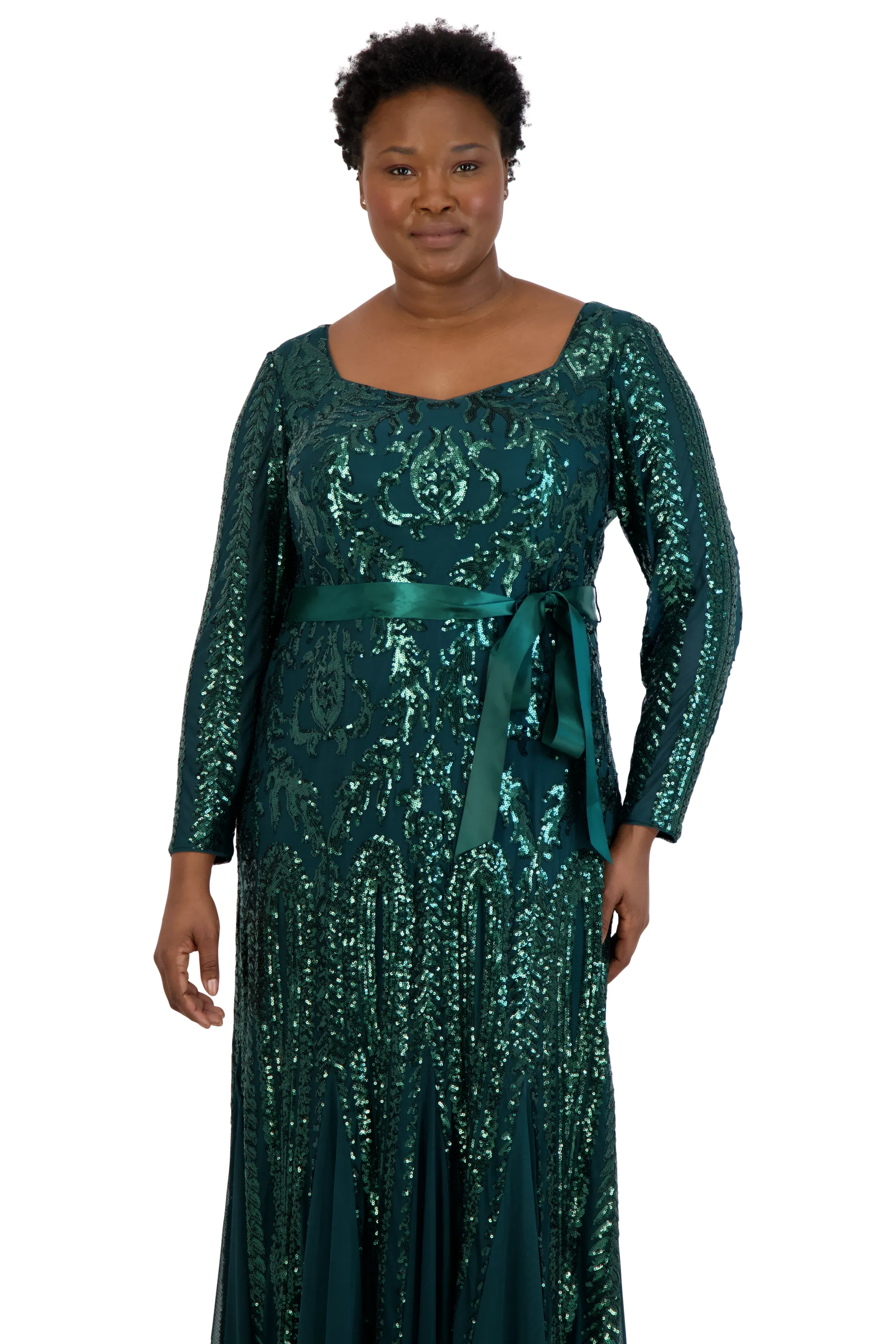 Long Sleeved Sequined Evening Gown - Plus sold by R&M Richards product image thumbnail 3