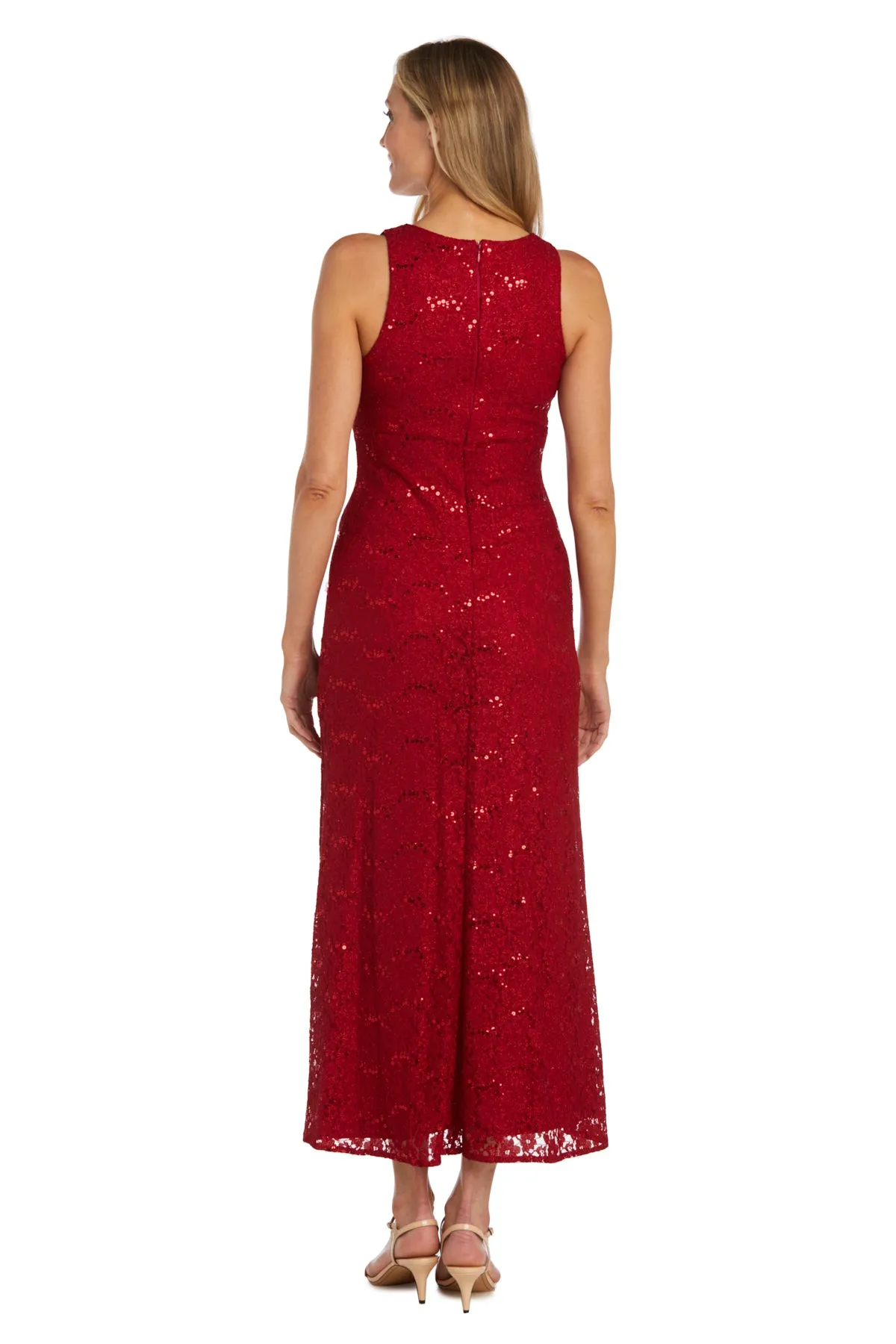 Long Elegant Lace Dress With a Side Slit and V Front sold by R&M Richards product image thumbnail 2