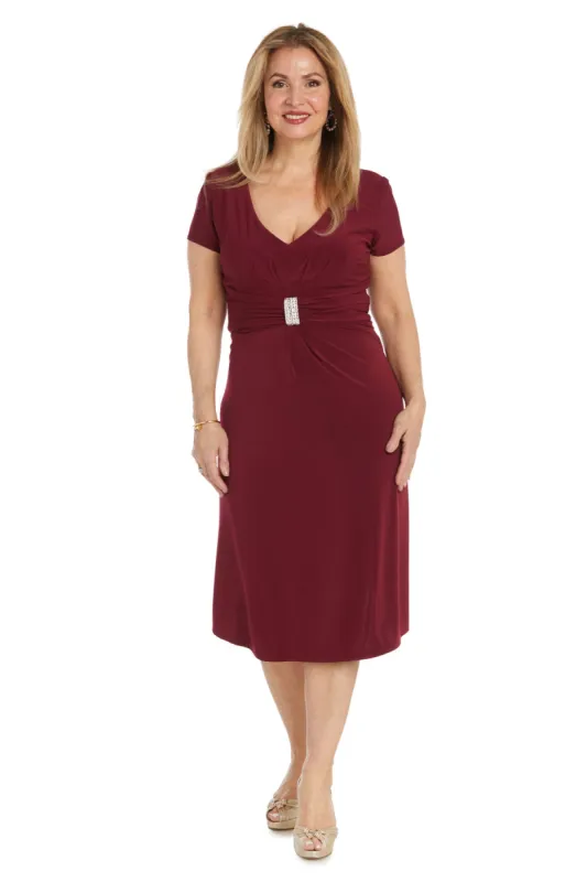 Midi Cocktail Dress with Rhinestone Waist Embellishment sold by R&M Richards