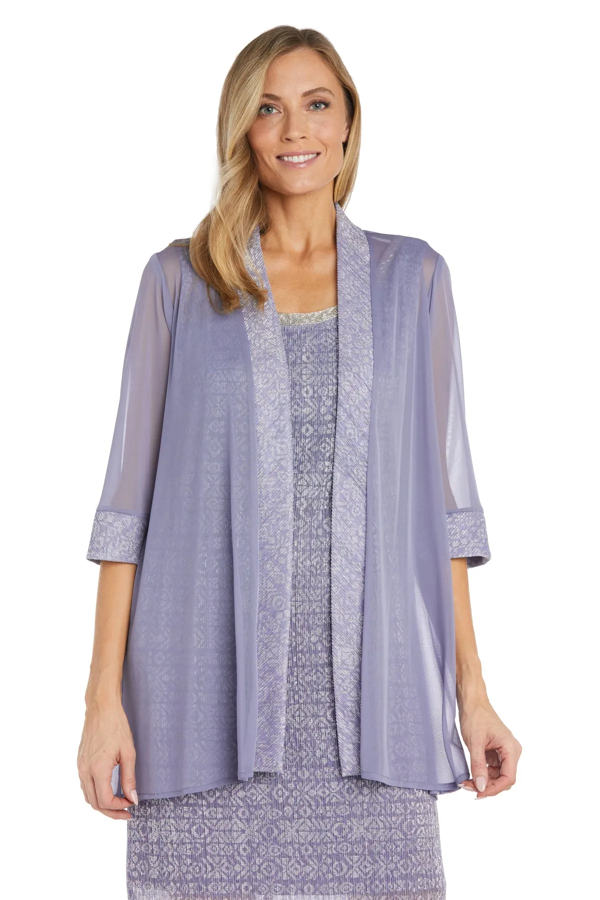 Pleated Jacket Dress With Metallic Sparkle Trim - Petite sold by R&M Richards product image thumbnail 5