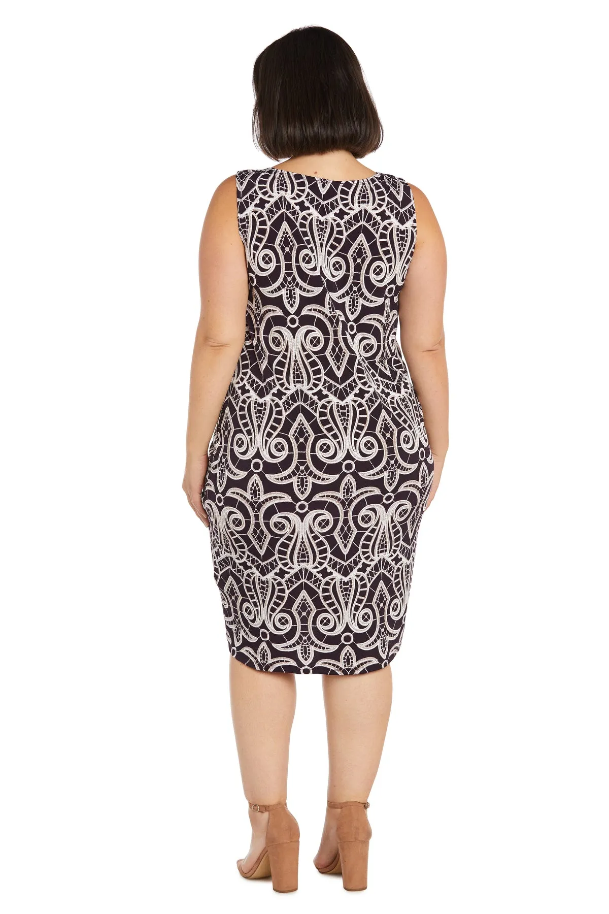 Two-Piece Printed Dress with Draped Cardigan - Plus sold by R&M Richards product image thumbnail 4