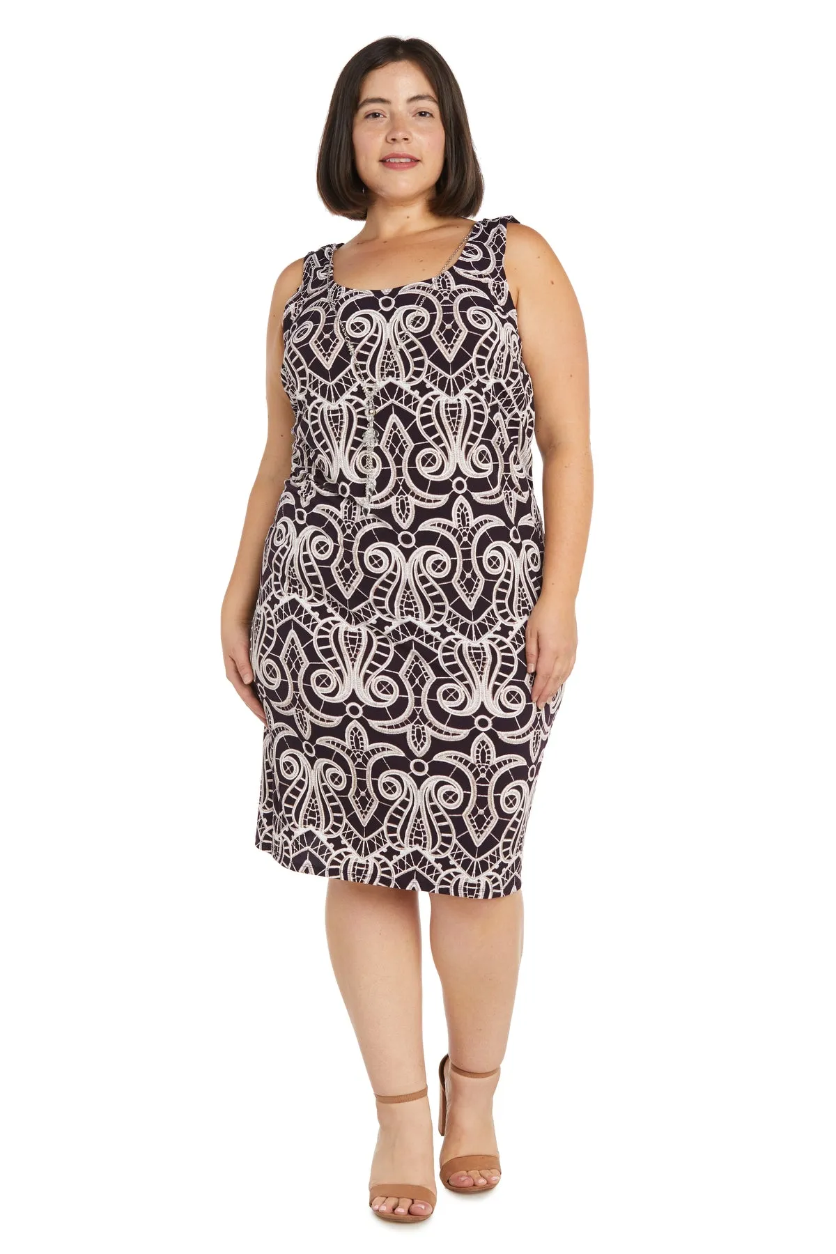 Two-Piece Printed Dress with Draped Cardigan - Plus sold by R&M Richards product image thumbnail 3