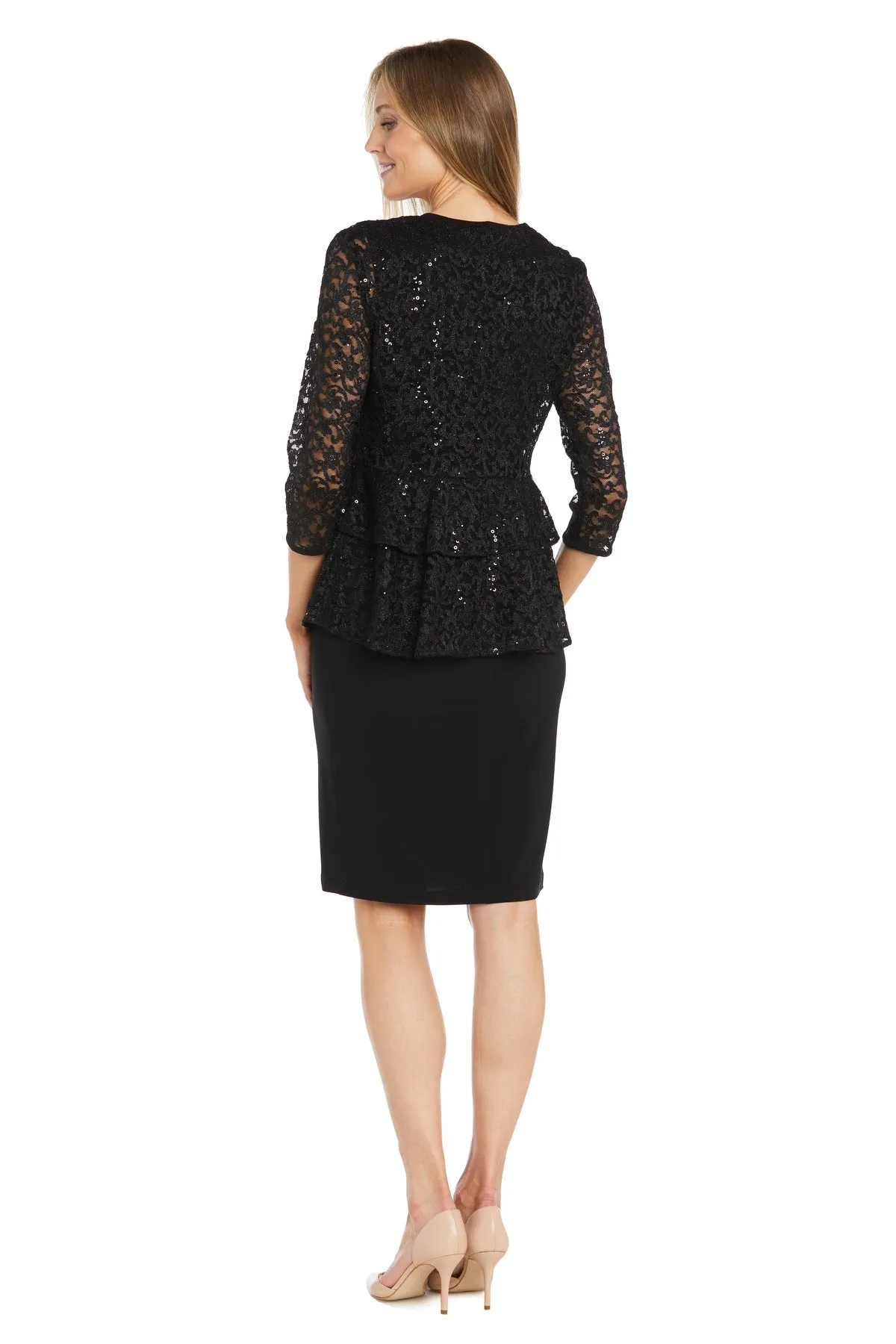 Double Tiered Lace Sequin Jacket Dress sold by R&M Richards product image thumbnail 2