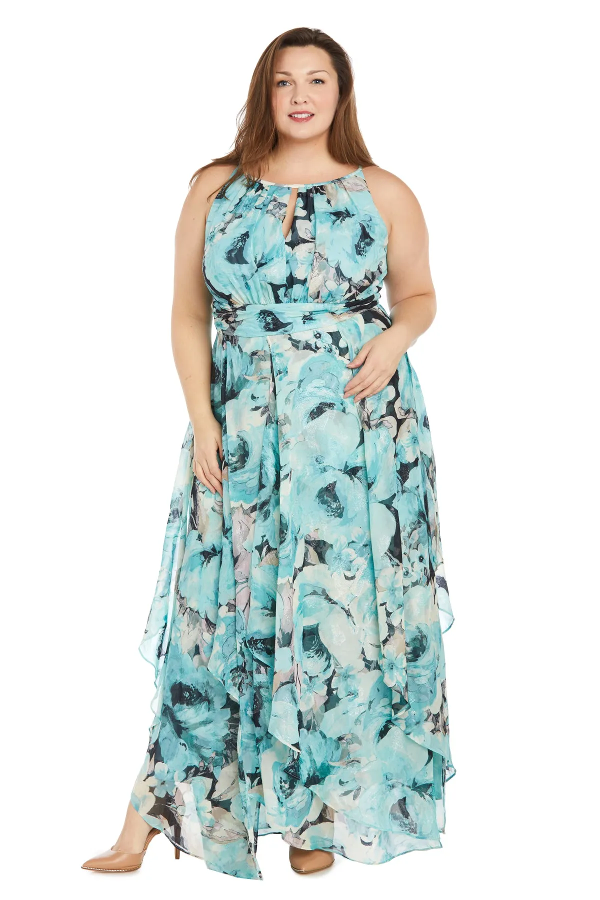 Maxi Floral Dress with Ruffle Skirt - Plus sold by R&M Richards