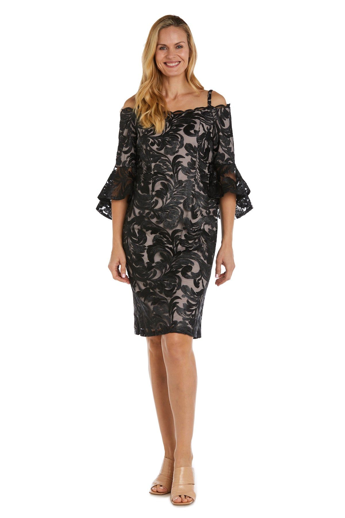 Off The Shoulder Dress with Ruffle Sleeves sold by R&M Richards