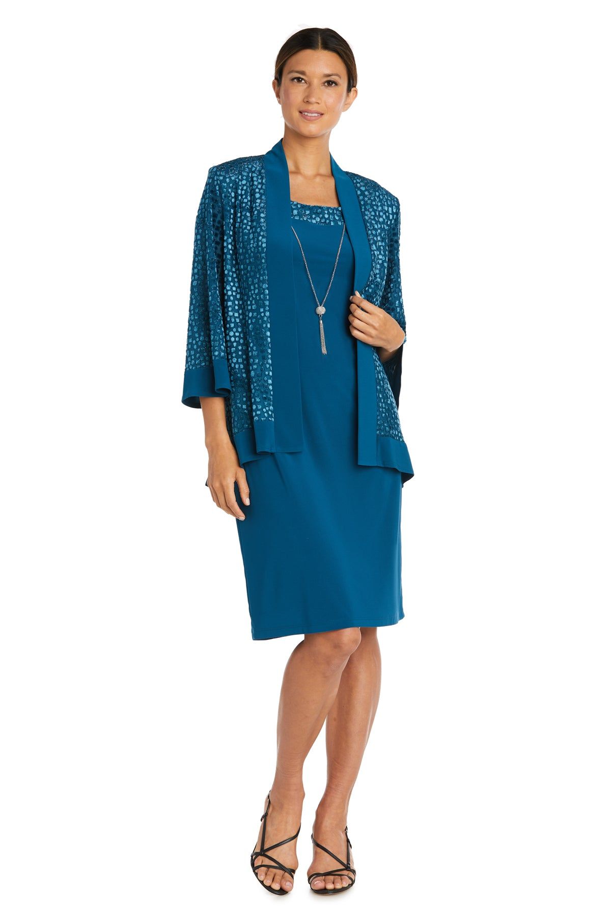 Banded Burn Out Clip Velvet Chiffon Jacket Dress sold by R&M Richards product image thumbnail 17