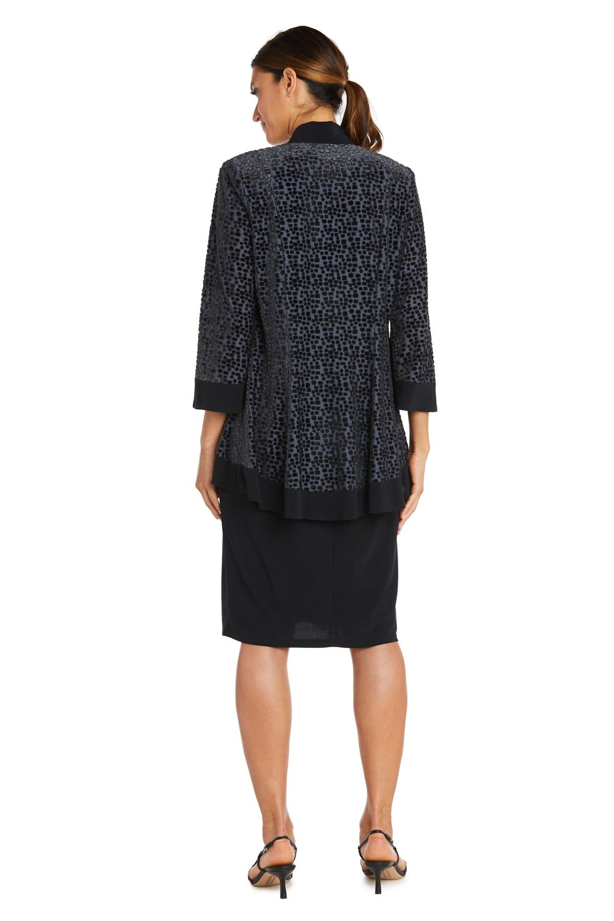 Banded Burn Out Clip Velvet Chiffon Jacket Dress sold by R&M Richards product image thumbnail 12