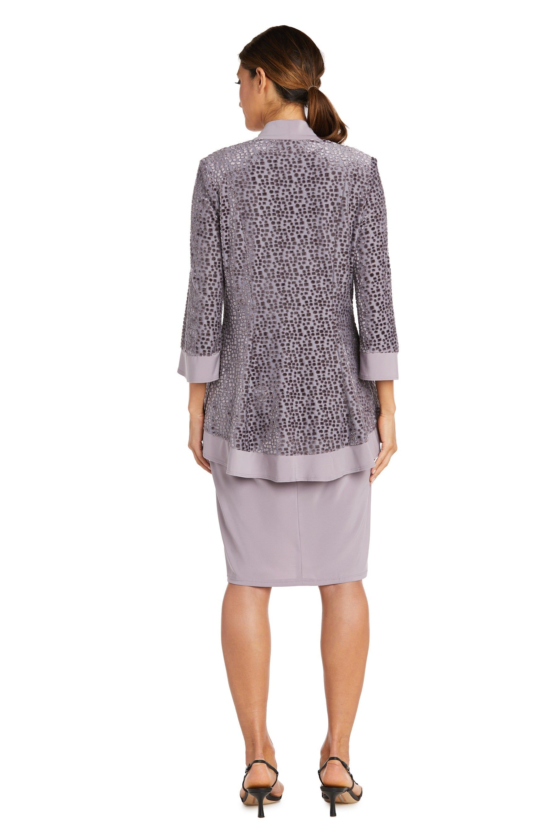 Banded Burn Out Clip Velvet Chiffon Jacket Dress sold by R&M Richards product image thumbnail 2