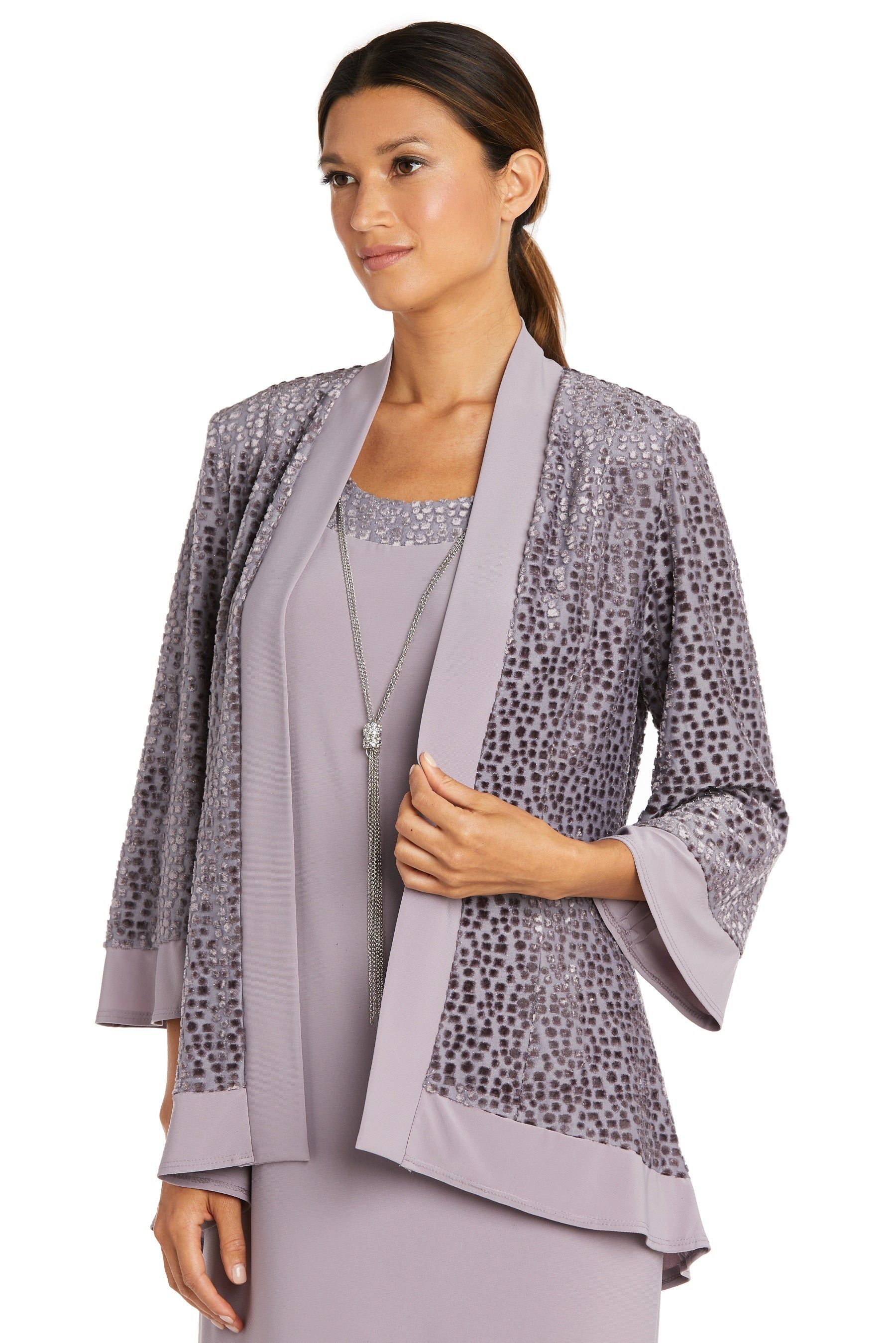 Banded Burn Out Clip Velvet Chiffon Jacket Dress sold by R&M Richards product image thumbnail 5