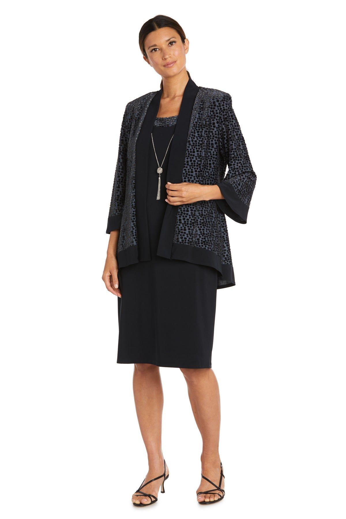 Banded Burn Out Clip Velvet Chiffon Jacket Dress sold by R&M Richards product image thumbnail 11