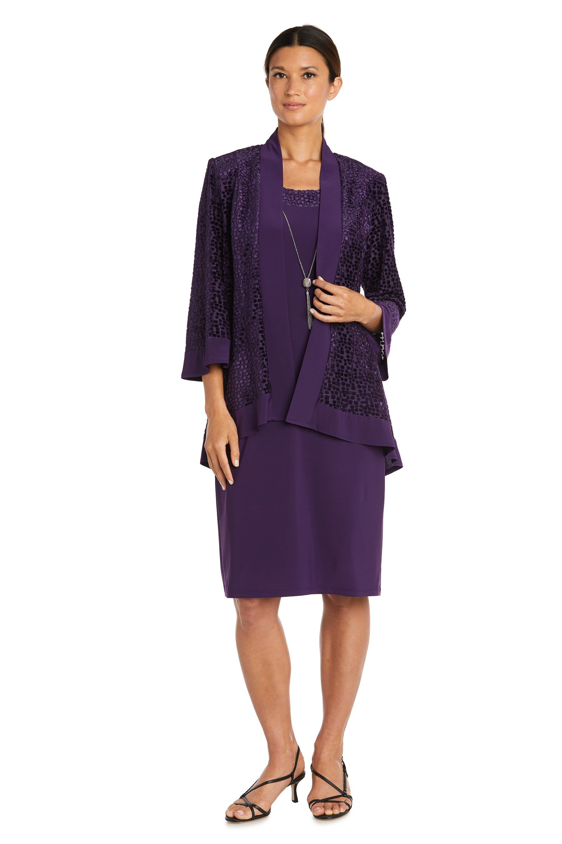 Banded Burn Out Clip Velvet Chiffon Jacket Dress sold by R&M Richards product image thumbnail 6