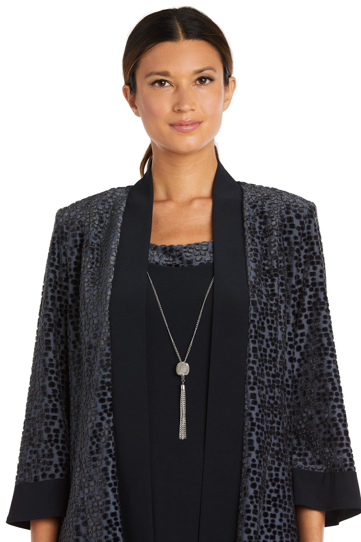 Banded Burn Out Clip Velvet Chiffon Jacket Dress sold by R&M Richards product image thumbnail 15