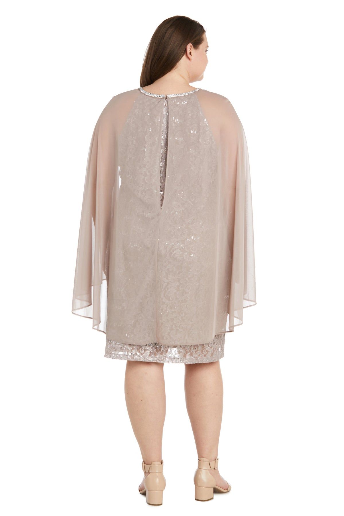 Glitter Lace Cape Cocktail Dress - Plus sold by R&M Richards product image thumbnail 2