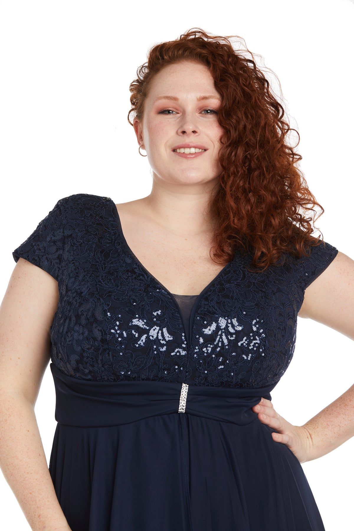 Lace High Low Overlay Skirt Dress- Plus sold by R&M Richards product image thumbnail 3