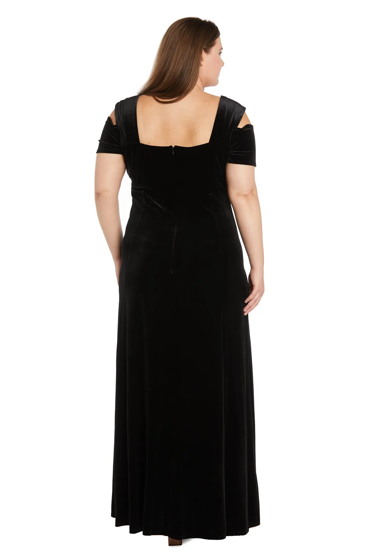 Long Velvet Off The Shoulder Dress With Rhinestone Detailing - Plus sold by R&M Richards product image thumbnail 2