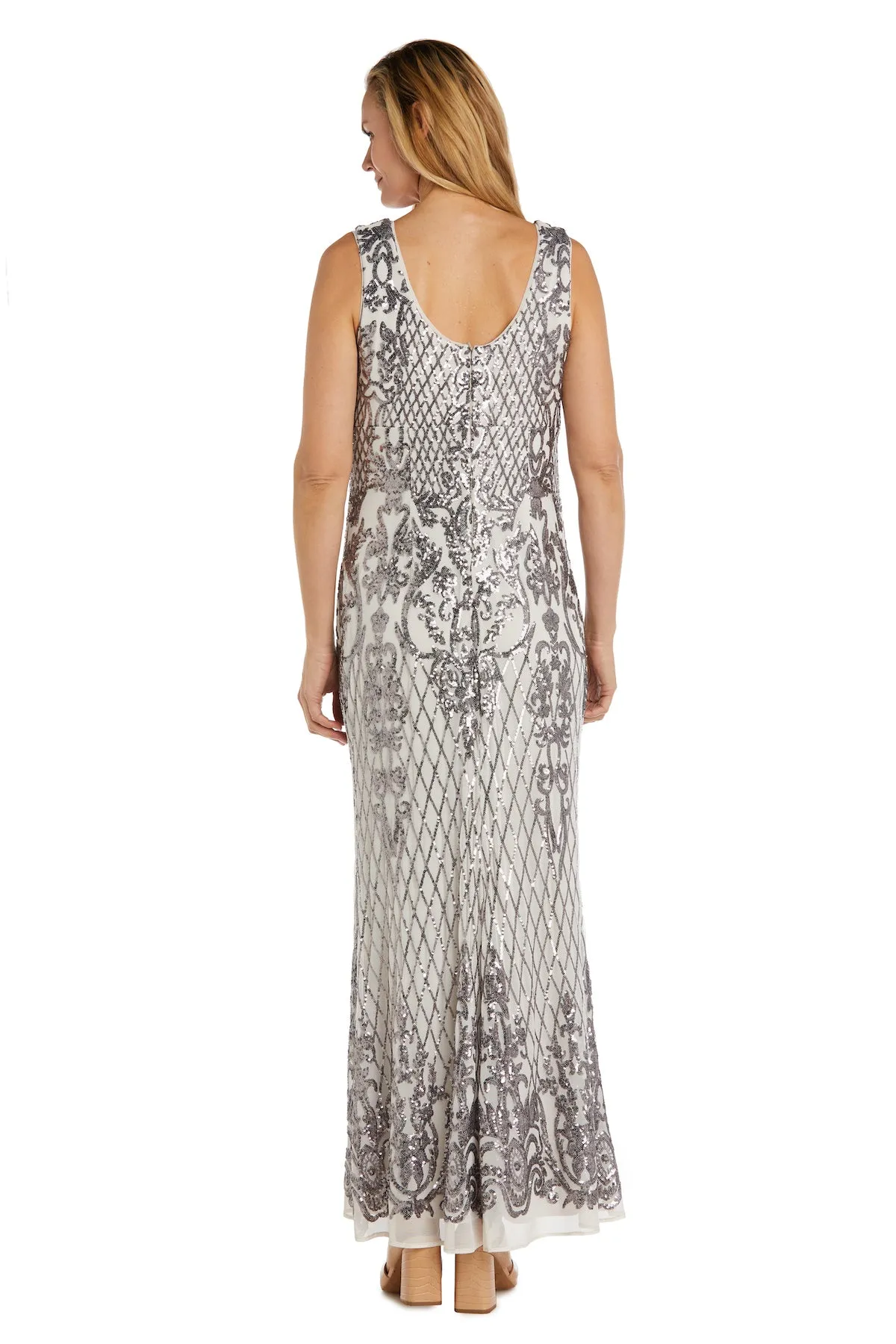 Sequined Maxi Gown with V-Neck and Fitted Silhouette sold by R&M Richards product image thumbnail 5