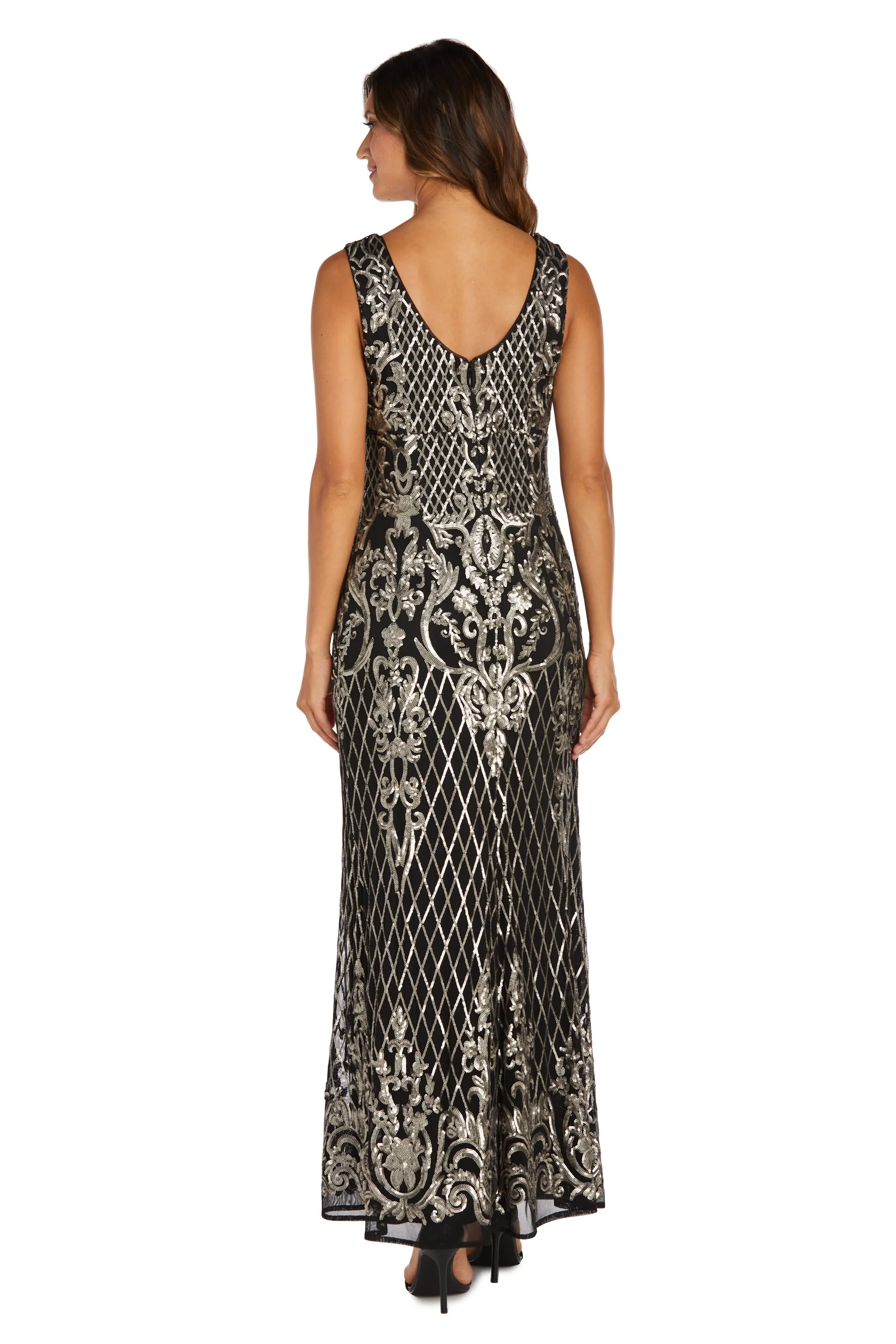 Sequined Maxi Gown with V-Neck and Fitted Silhouette sold by R&M Richards product image thumbnail 2