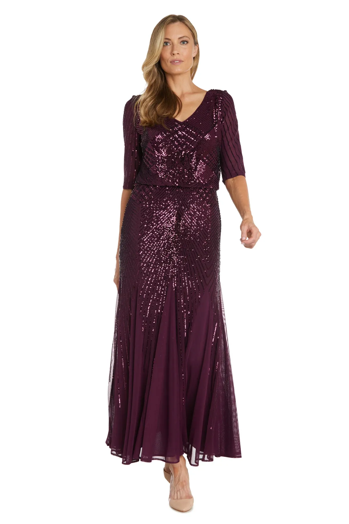 Long Sequined Beaded Evening Gown sold by R&M Richards