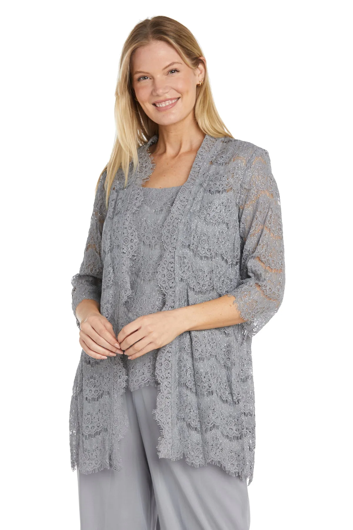 3 Piece Duster Pant Suit With Scallop Details - Petite sold by R&M Richards product image thumbnail 5