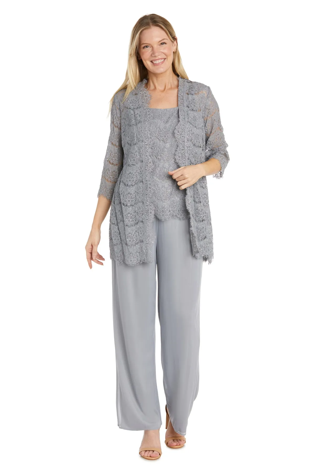 3 Piece Duster Pant Suit With Scallop Details - Petite sold by R&M Richards