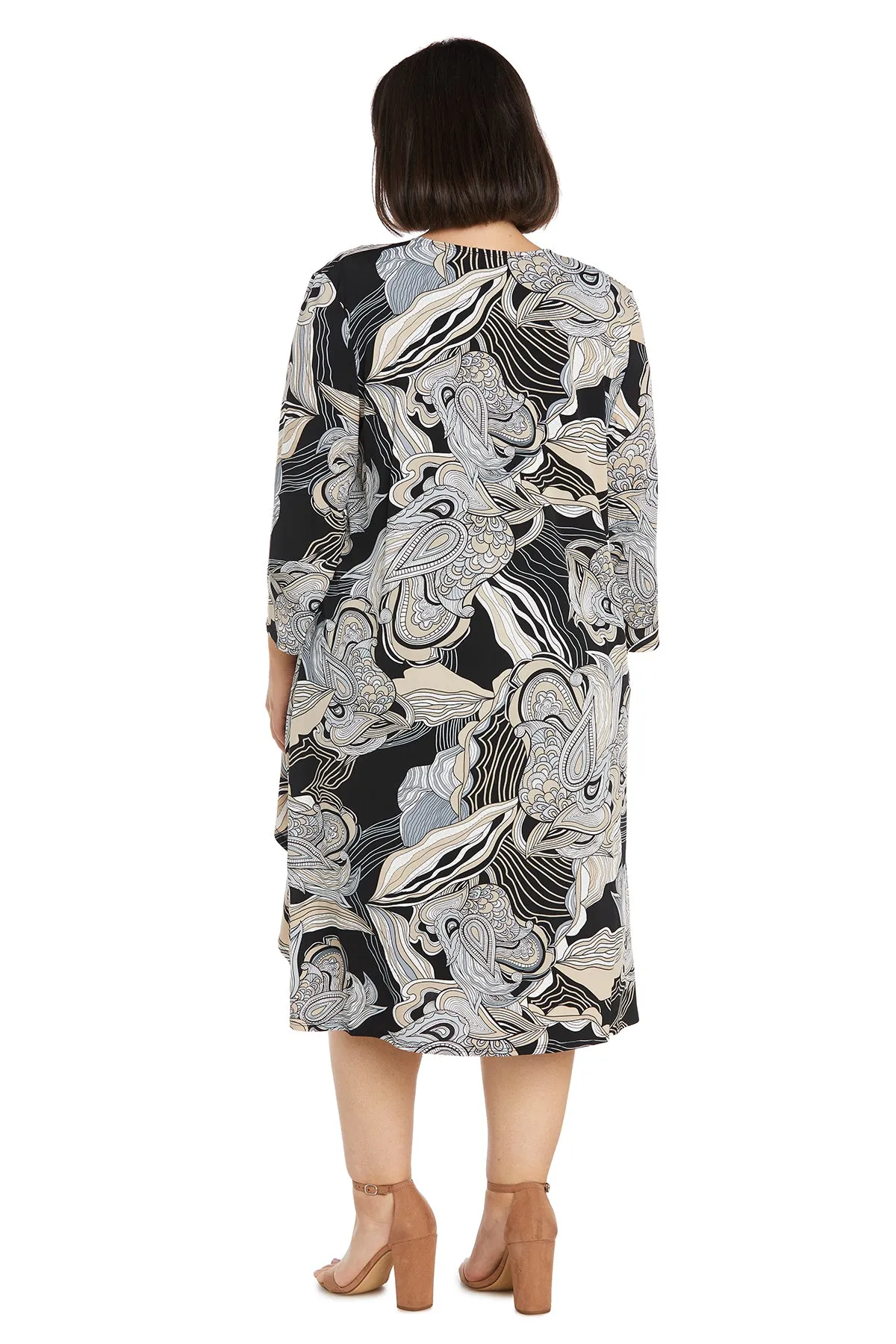 Puff Printed Ity Flyaway Jacket Dress With Paisley Scroll Print - Plus sold by R&M Richards product image thumbnail 2