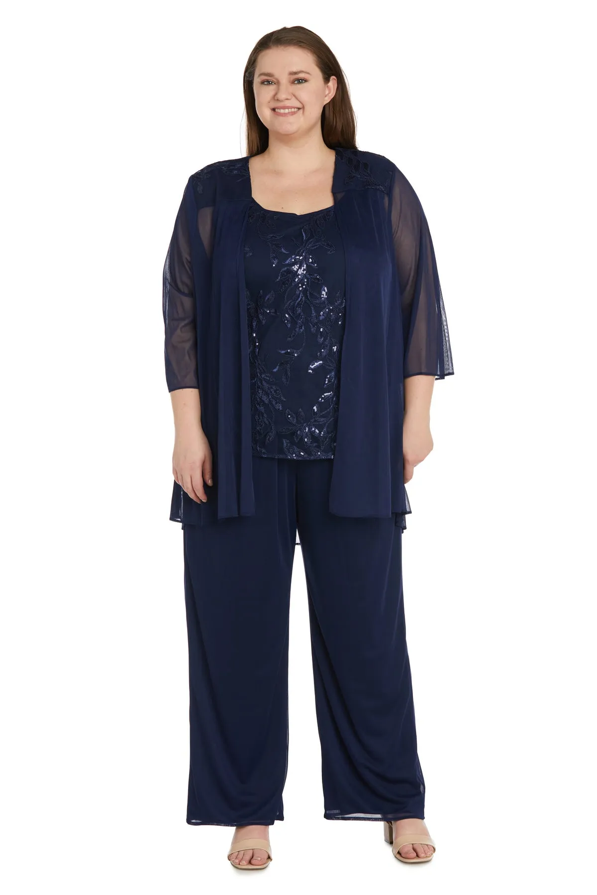 Three-Piece Pant Suit with Embellished Jacket - Plus sold by R&M Richards