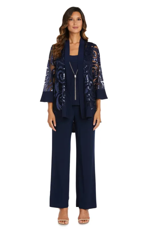 Three Piece Set With Sequin Swing Jacket and Detachable Necklace - Petite sold by R&M Richards