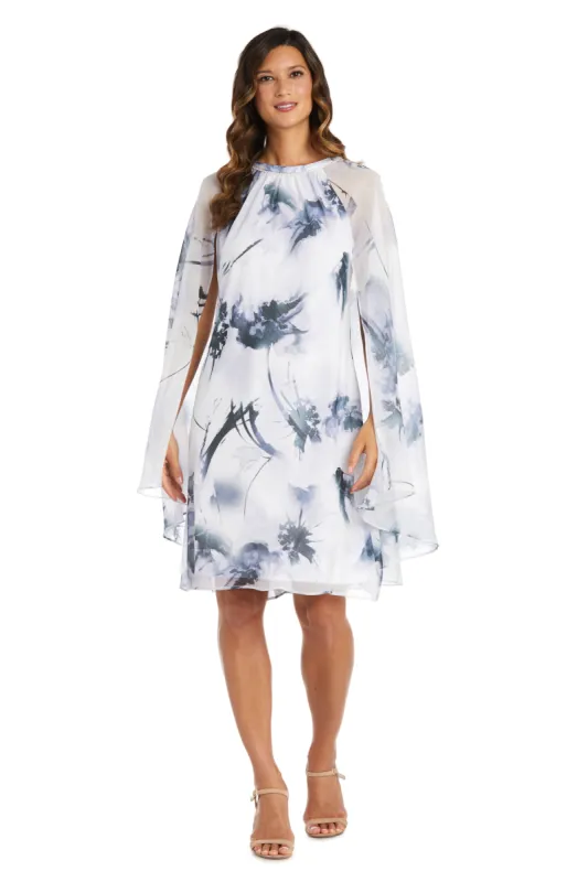 Chiffon Cape Dress with Rhinestone Detail - Petite sold by R&M Richards