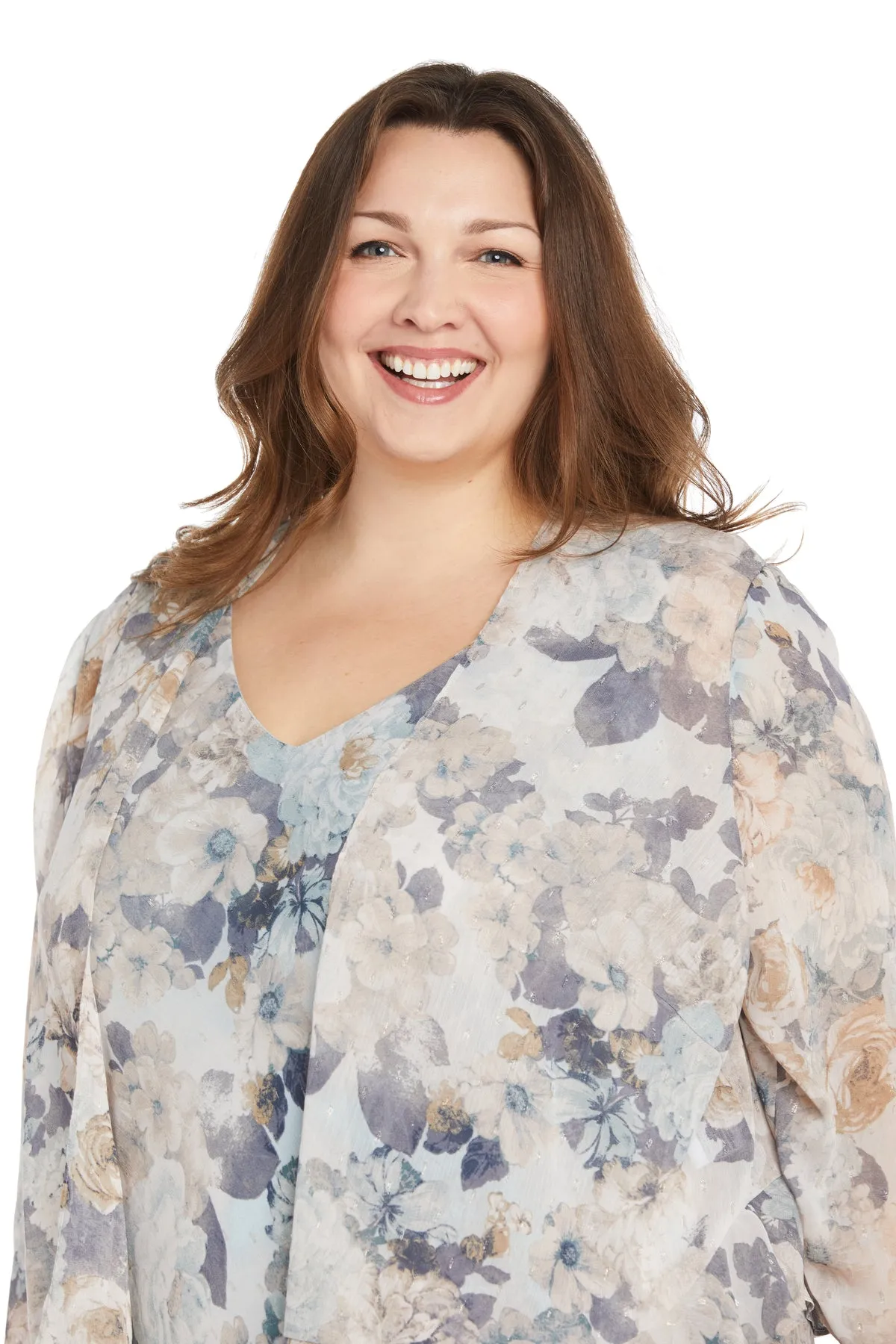 High Low Floral Chiffon Jacket Dress - Plus sold by R&M Richards product image thumbnail 5