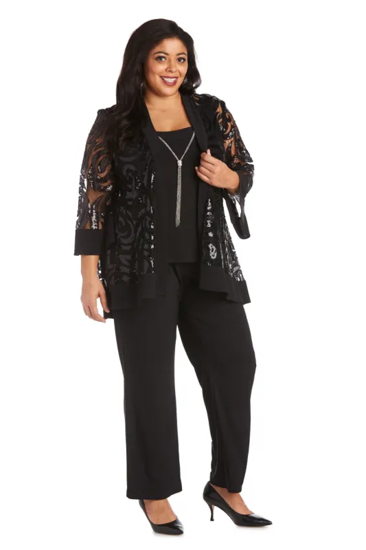 Three Piece Set With Sequin Swing Jacket and Detachable Necklace - Plus sold by R&M Richards