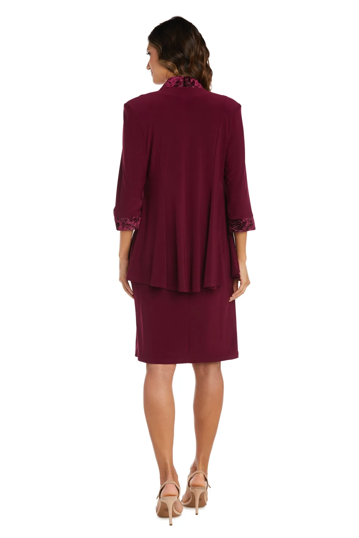 Two-Piece Banded Glitter Velvet Jacket and Dress Set sold by R&M Richards product image thumbnail 2