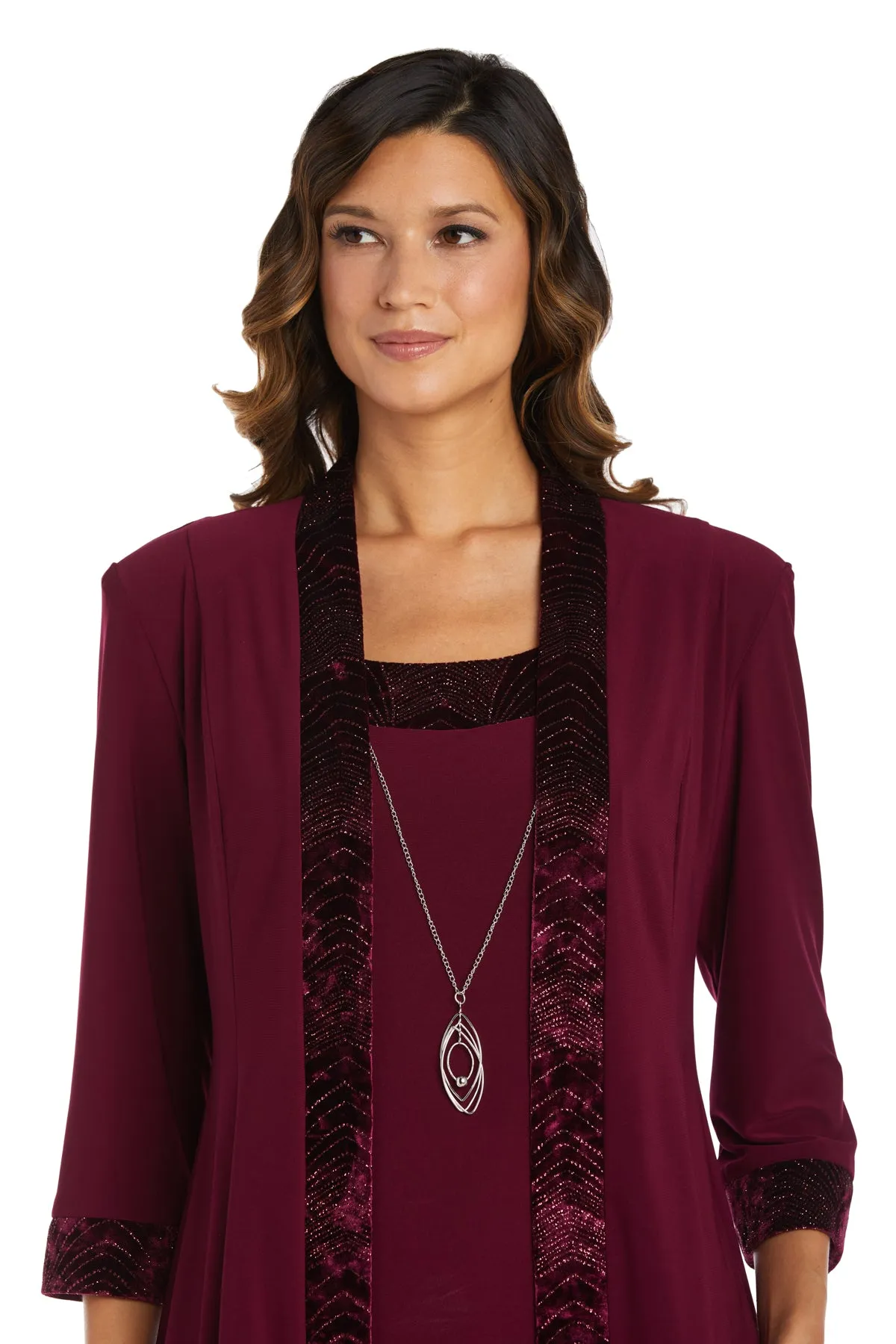 Two-Piece Banded Glitter Velvet Jacket and Dress Set sold by R&M Richards product image thumbnail 5