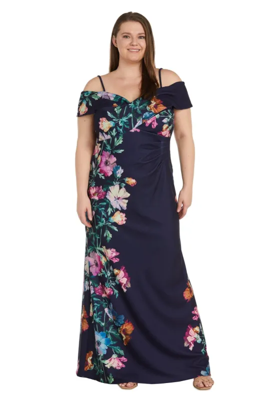 Off The Shoulder Printed Evening Gown - Plus sold by R&M Richards