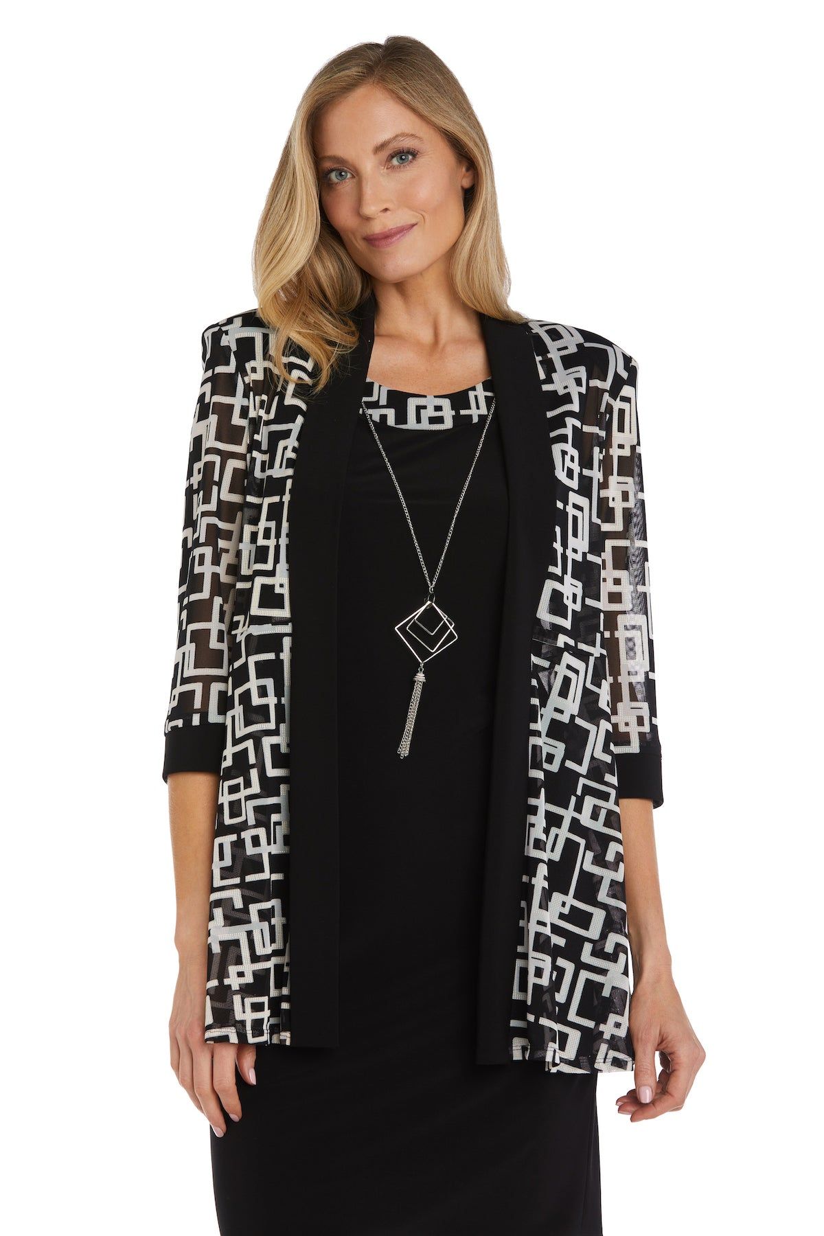 Geometric Pattern Puff Print Jacket Dress - Petite sold by R&M Richards product image thumbnail 5