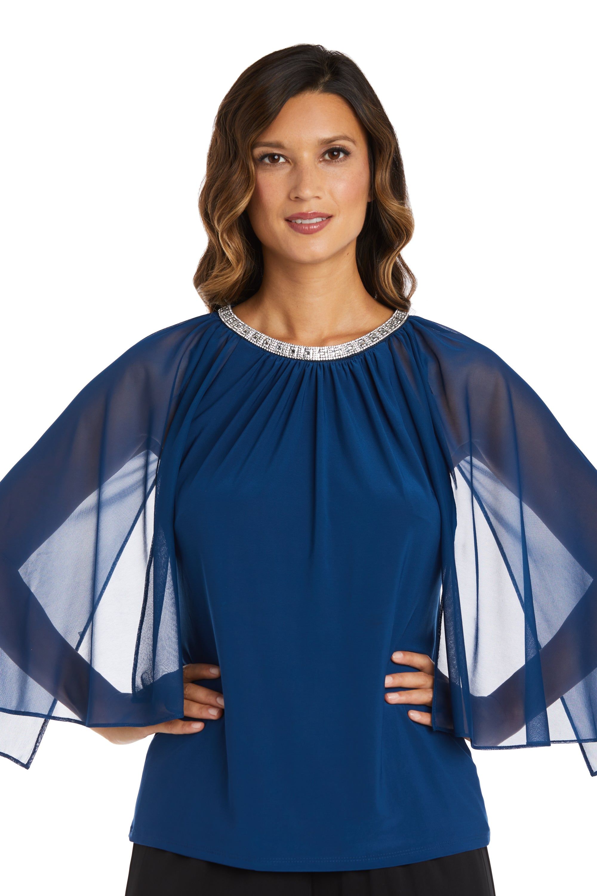 Caplet Social Top with Rhinestone Neckline sold by R&M Richards product image thumbnail 7