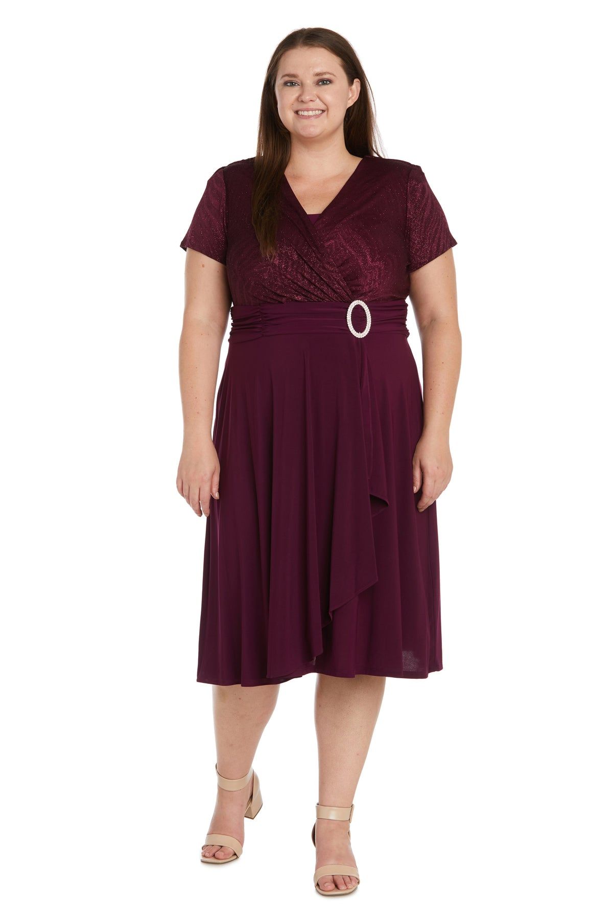 Cascade Wrap Dress with Waist Sash - Plus sold by R&M Richards
