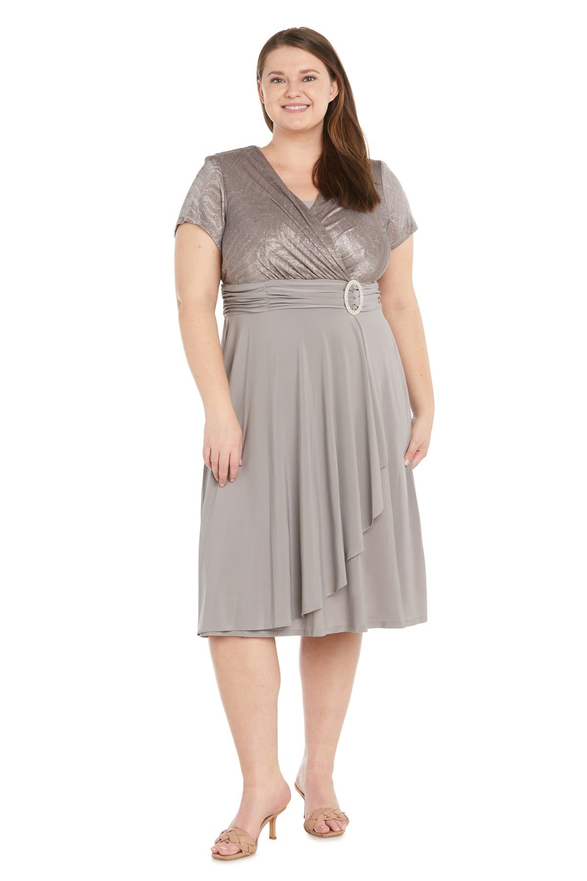Cascade Wrap Dress with Waist Sash - Plus sold by R&M Richards product image thumbnail 4