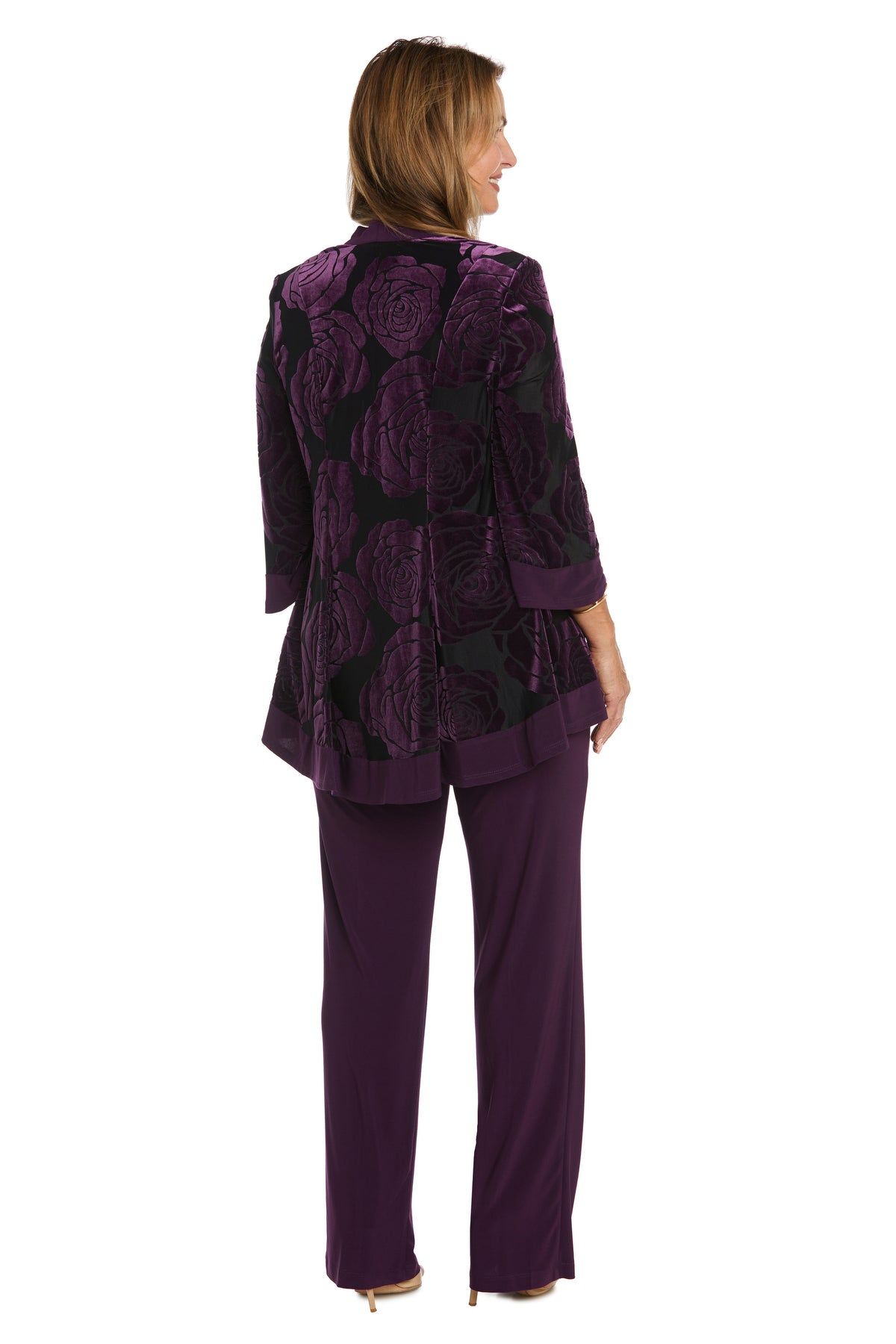 Three-Piece Power Mesh Velvet Jacket and Pant Set with Attached Necklace sold by R&M Richards product image thumbnail 7