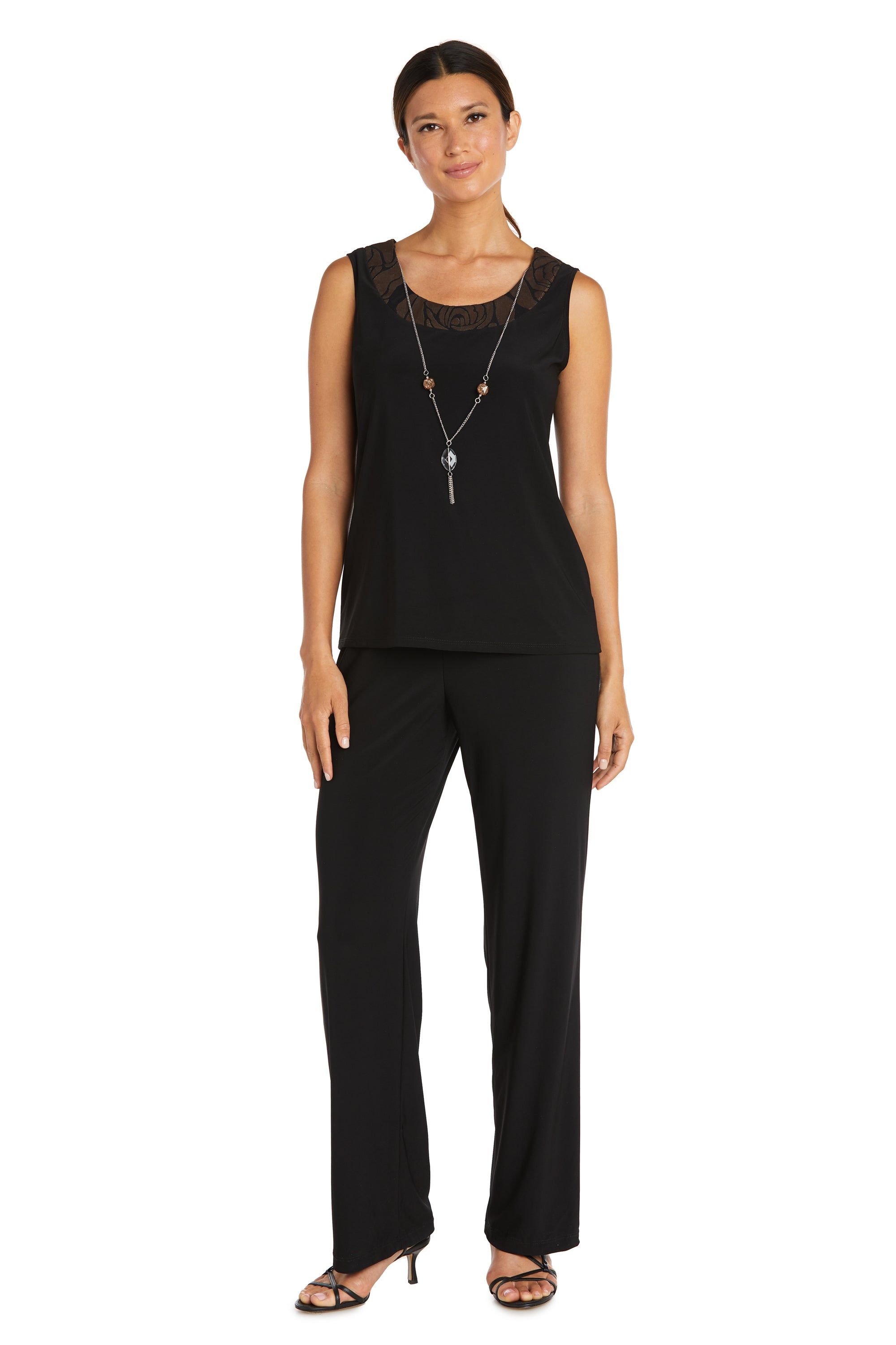 Three-Piece Power Mesh Velvet Jacket and Pant Set with Attached Necklace sold by R&M Richards product image thumbnail 3